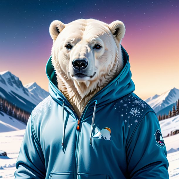 Drawing of a polar bear in a hoodie in the snow