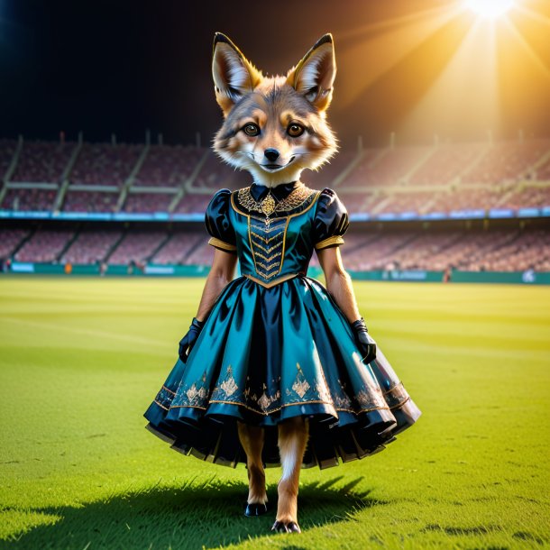 Picture of a jackal in a dress on the field