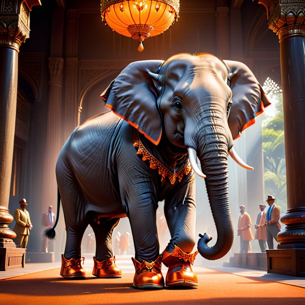 Pic of a elephant in a orange shoes