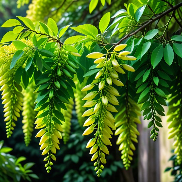 Retrato de un laburnum verde