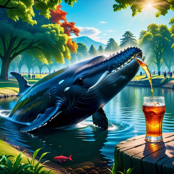 Photo d'une boisson d'une baleine dans le parc