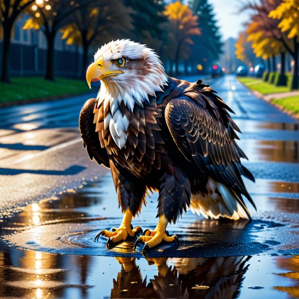 Image d'un aigle dans un manteau dans la flaque