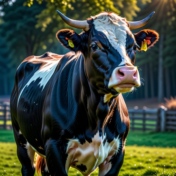 Pic of a cow in a black jacket