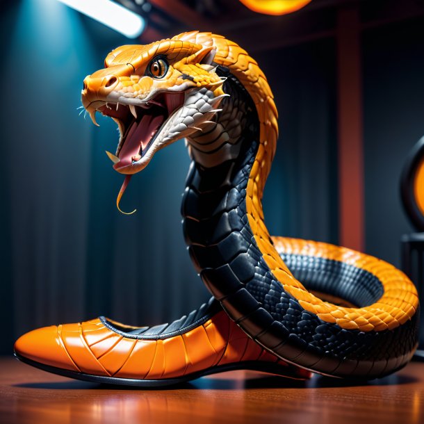 De uma cobra em um sapatos laranja