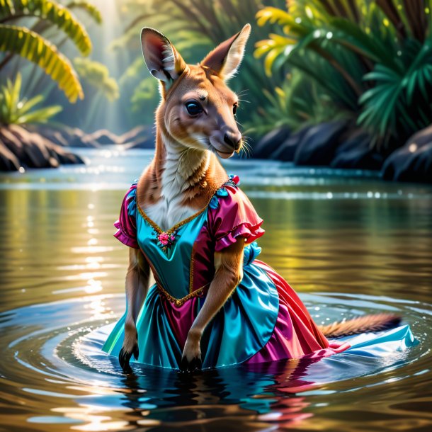 Picture of a kangaroo in a dress in the water