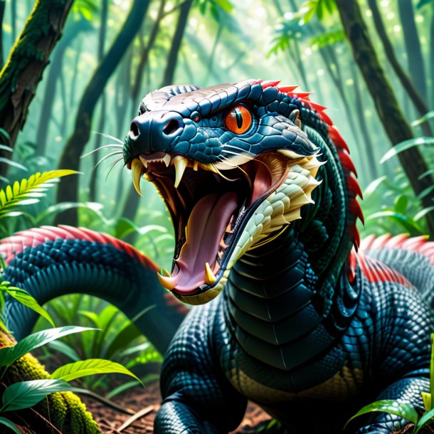 Pic of a angry of a cobra in the forest