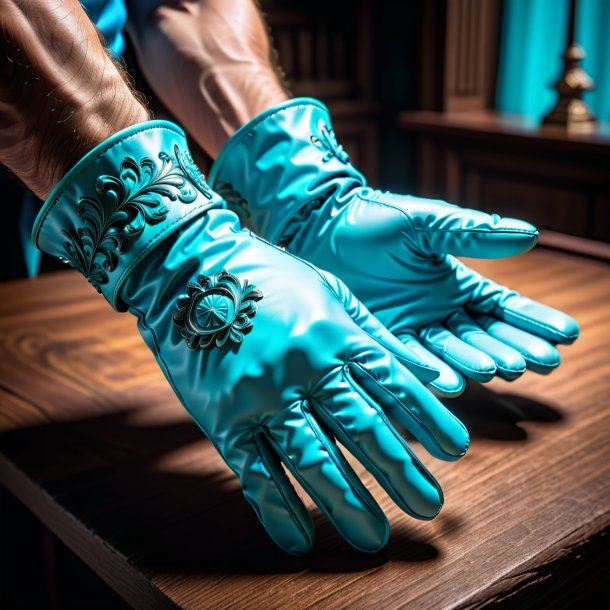 Pic of a cyan gloves from clay