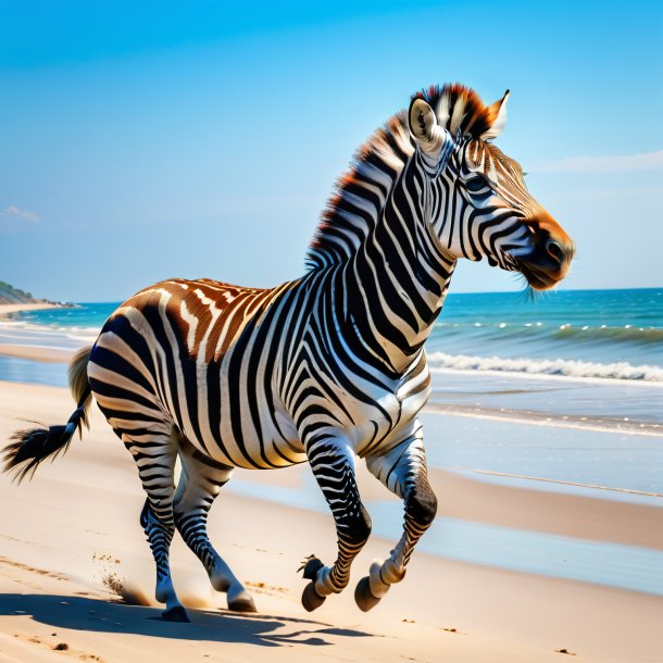 Image d'une danse d'un zèbre sur la plage