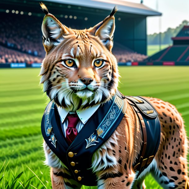 Drawing of a lynx in a vest on the field