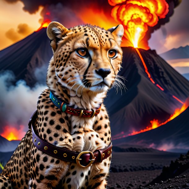 Pic of a cheetah in a belt in the volcano