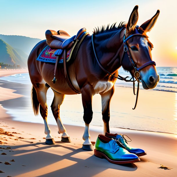 Photo of a mule in a shoes on the beach