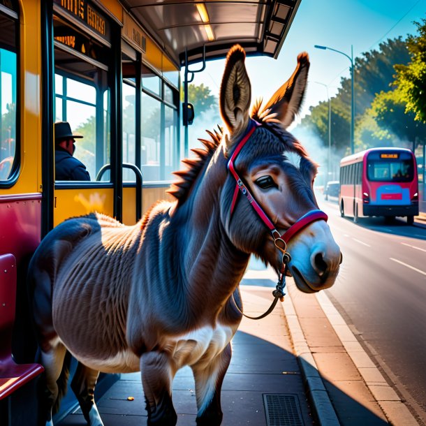 Imagem de um fumo de um burro na parada de ônibus