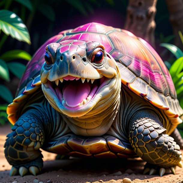 Pic d'une tortue rose souriante