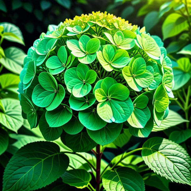 Drawing of a green hortensia