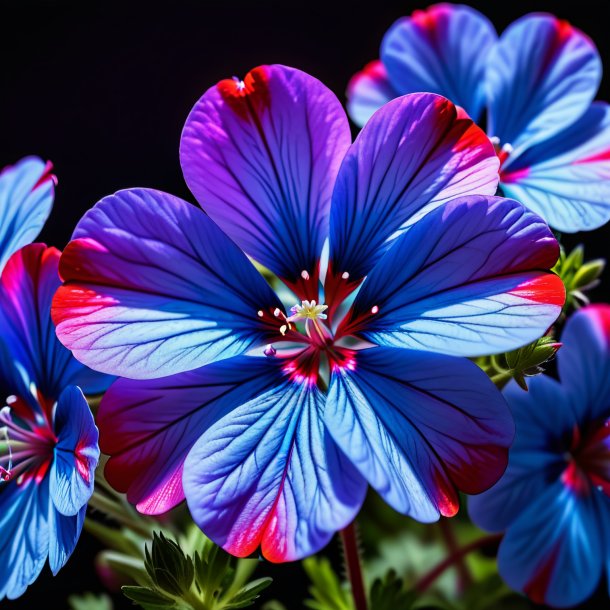 Photographie d'un géranium d'azur, écarlate