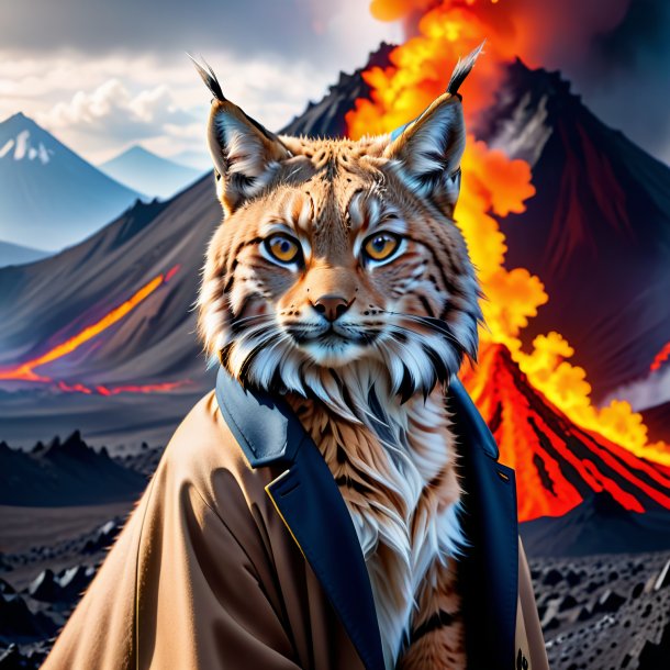 Picture of a lynx in a coat in the volcano