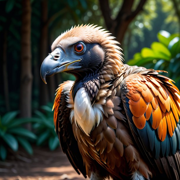 Image d'un vautour dans une veste orange