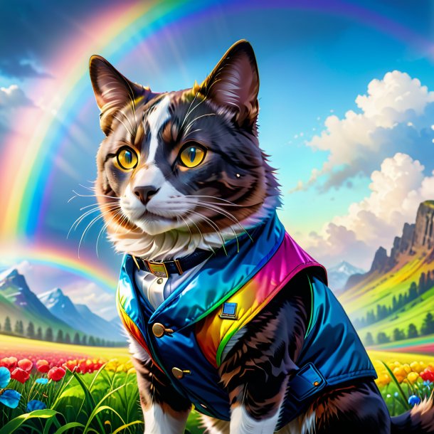 Illustration of a mol in a vest on the rainbow