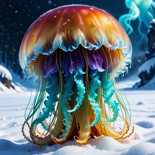 Pic of a crying of a jellyfish in the snow