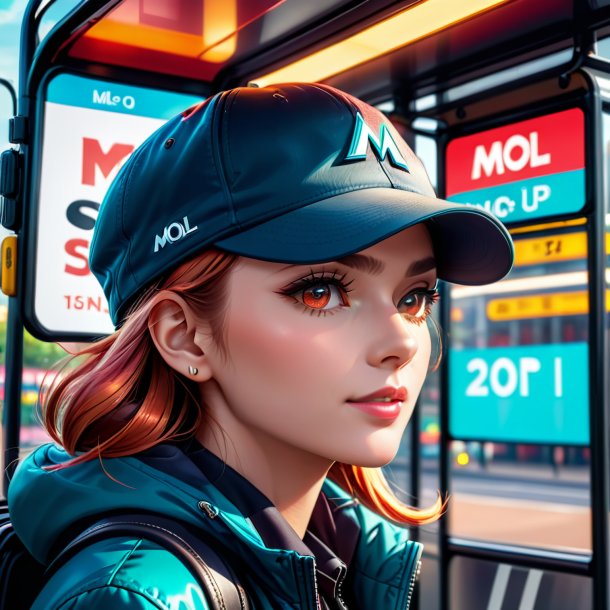 Illustration of a mol in a cap on the bus stop