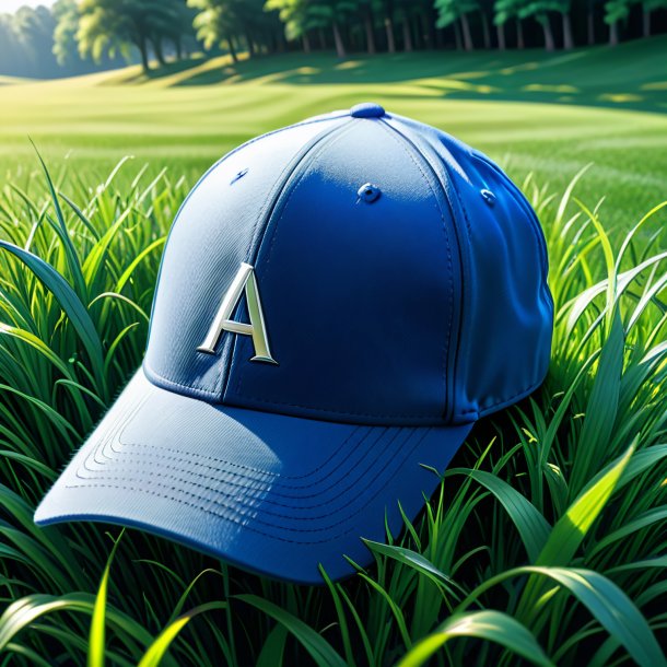 Clipart of a blue cap from grass