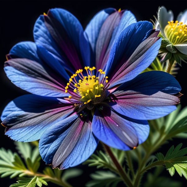 Fotografía de un cinquefoil azul marino