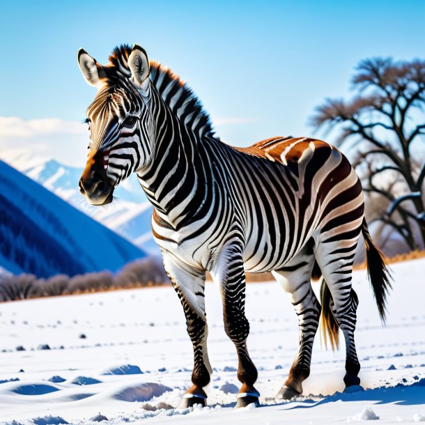 De uma zebra em uma calça na neve