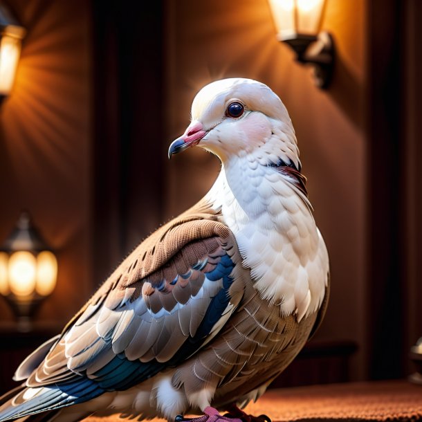 Image of a dove in a brown sweater