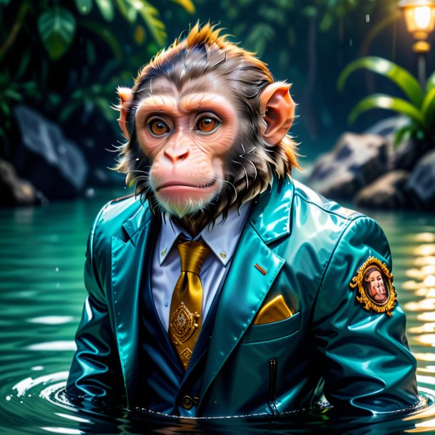 Photo of a monkey in a jacket in the water