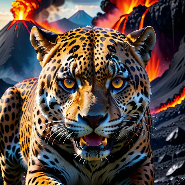 Photo of a crying of a jaguar in the volcano