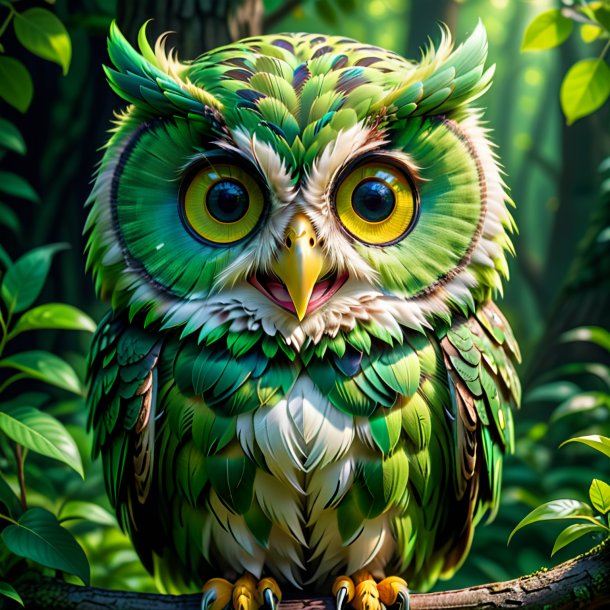 Pic of a green smiling owl