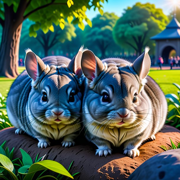 Photo of a sleeping of a chinchillas in the park