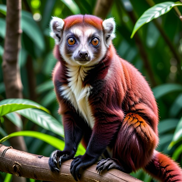 Pic of a maroon waiting lemur