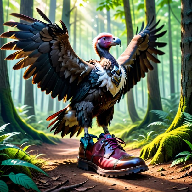 Picture of a vulture in a shoes in the forest