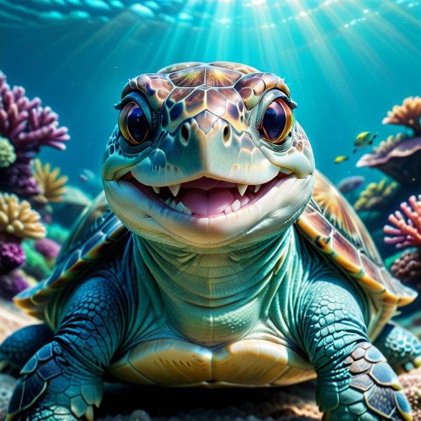 Pic of a aquamarine smiling turtle