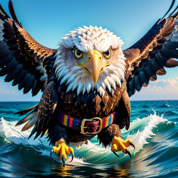 Picture of a eagle in a belt in the sea