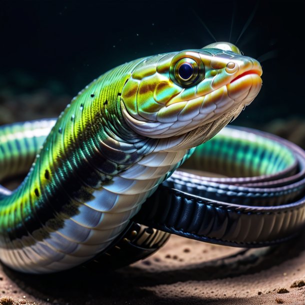 Photo of a eel in a black belt