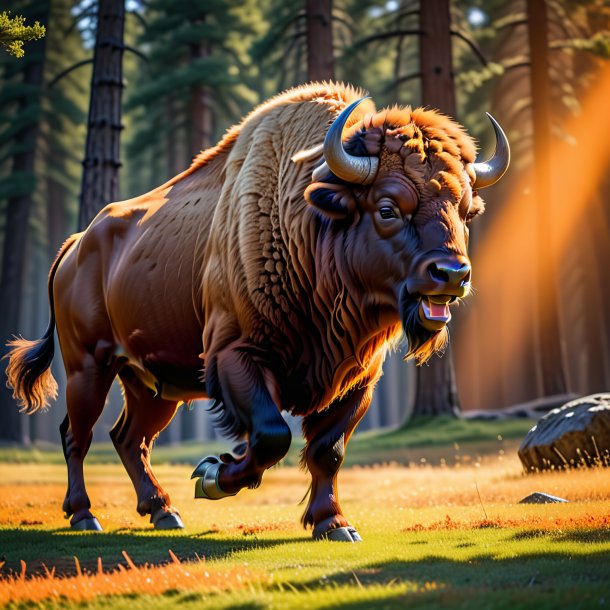 Pic of a orange dancing bison