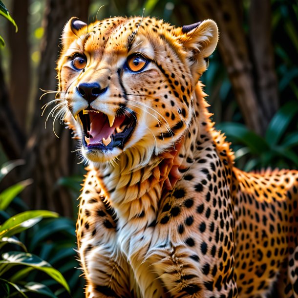 Foto de un guepardo naranja llorando