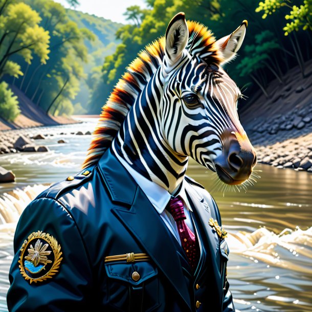 Drawing of a zebra in a jacket in the river