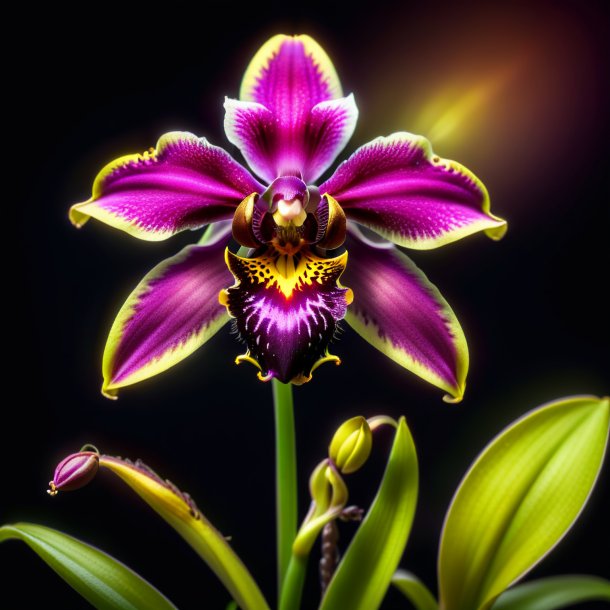 Retrato de um ophrys carvão vegetal, orquídea mosca