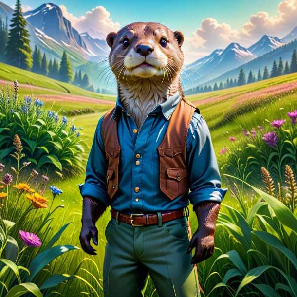 Picture of a otter in a trousers in the meadow