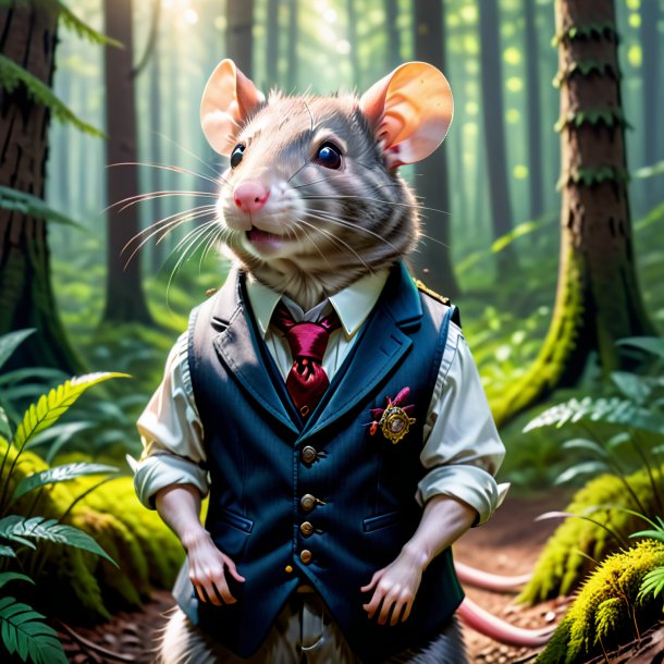 Photo of a rat in a vest in the forest