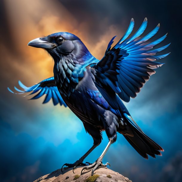 Pic of a blue dancing crow