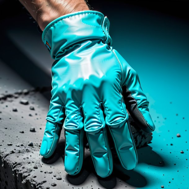 Pic of a cyan gloves from concrete