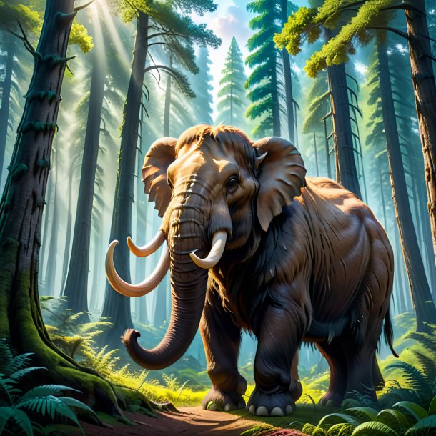 Image of a smiling of a mammoth in the forest