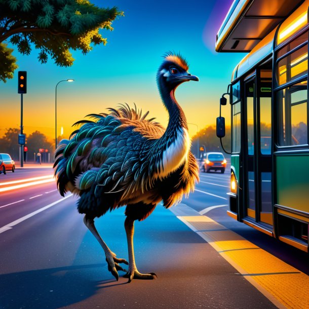 Image of a dancing of a emu on the bus stop