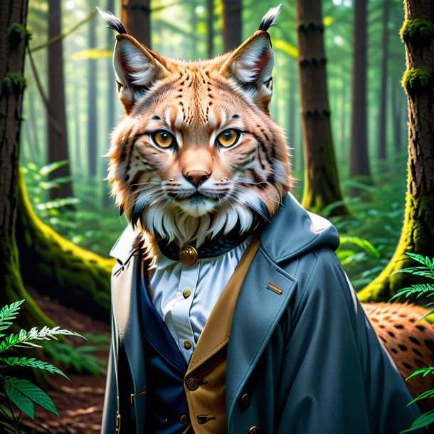 Picture of a lynx in a coat in the forest
