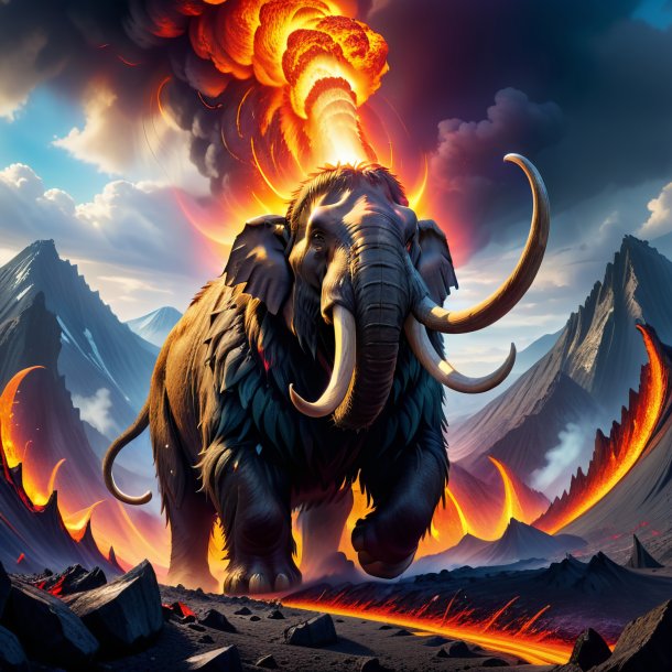 Picture of a threatening of a mammoth in the volcano