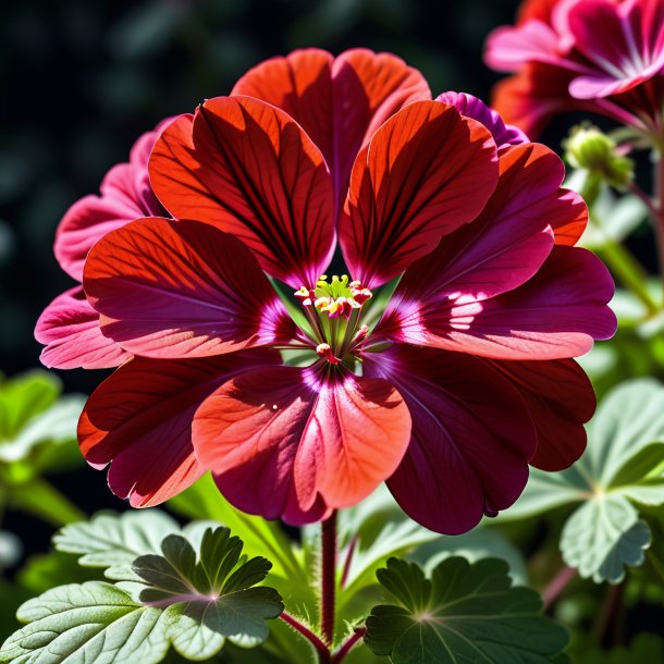 Picture of a maroon geranium, clouded